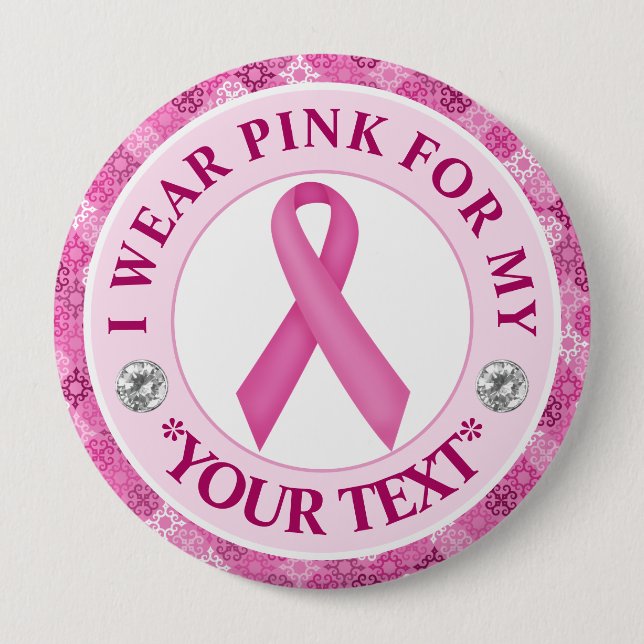 Badge Rond 10 Cm Pink Ribbon Breast Cancer Awareness Design (Devant)