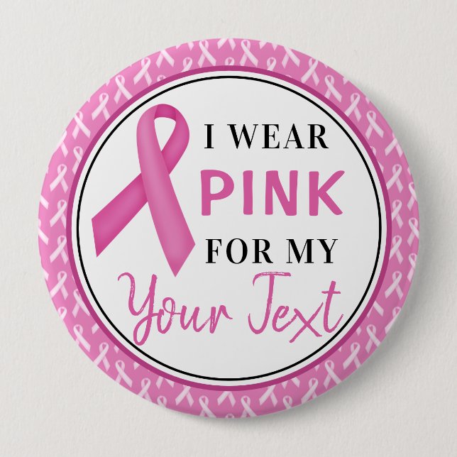 Badge Rond 10 Cm Pink Ribbon Breast Cancer Awareness Design (Devant)