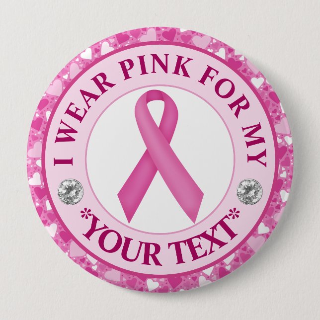 Badge Rond 10 Cm Pink Ribbon Breast Cancer Awareness Design (Devant)