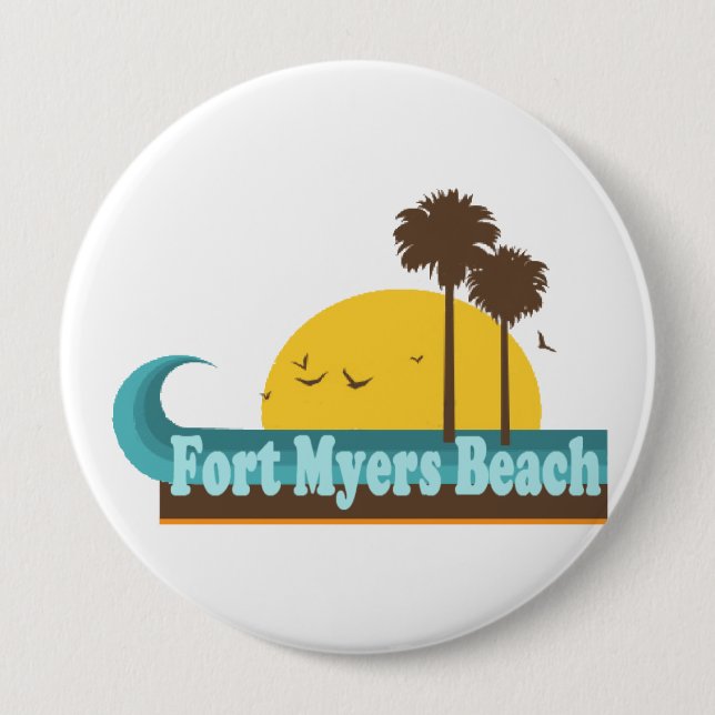 Badge Rond 10 Cm Plage de Fort Myers (Devant)