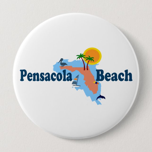 Badge Rond 10 Cm Plage de Pensacola (Devant)