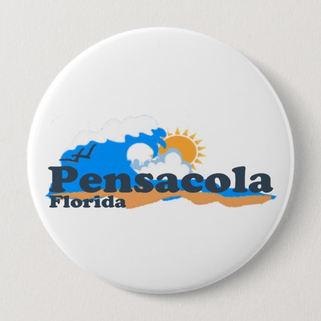 Badge Rond 10 Cm Plage de Pensacola (Devant)