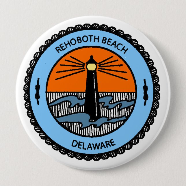 Badge Rond 10 Cm Plage de Rehoboth (Devant)