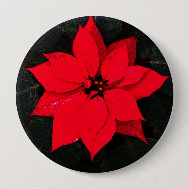 Badge Rond 10 Cm Poinsettia 6078 (Devant)