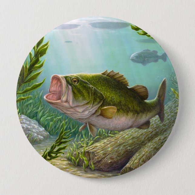 Badge Rond 10 Cm Poisson basse (Devant)