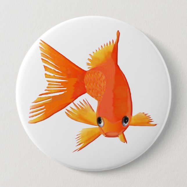 Badge Rond 10 Cm Poisson rouge venant à vous (Devant)