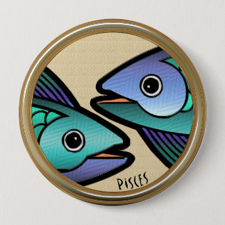 Badge Rond 10 Cm Poissons Z (Pin-Sur le bouton)