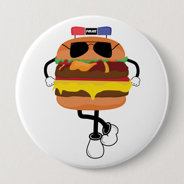 Badge Rond 10 Cm Police cool de Burger (Devant)