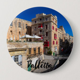 Badge Rond 10 Cm Pont, rue étroite avec escaliers à La Valette