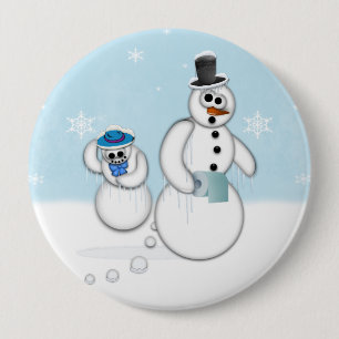 Badge Rond 10 Cm Pooping Snowman