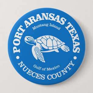 Badge Rond 10 Cm Port Aransas (tortue marine)