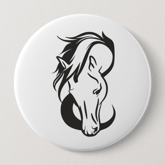 Badge Rond 10 Cm portrait de Horse, (Devant)