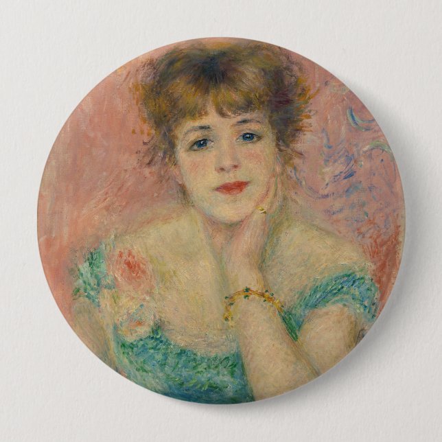 Badge Rond 10 Cm Portrait de l'actrice Jeanne Samary, Auguste Renoi (Devant)