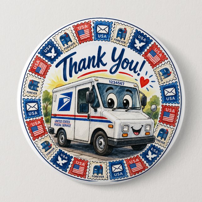 Badge Rond 10 Cm Postal Workers Appreciation  (Devant)