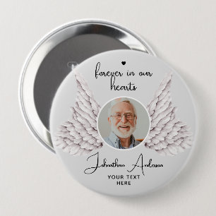 Badge Rond 10 Cm Pour Toujours Dans Nos Cœurs Ailes d'Ange Photo Fu