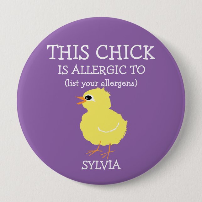 Badge Rond 10 Cm Poussin jaune pelucheux personnalisé d&#x27;alerte (Devant)