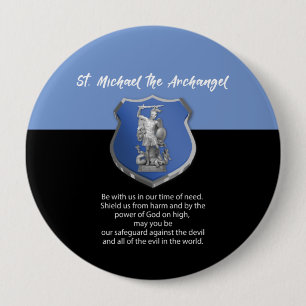 Badge Rond 10 Cm Prière à l'Archange Saint Michel en pensant à vous