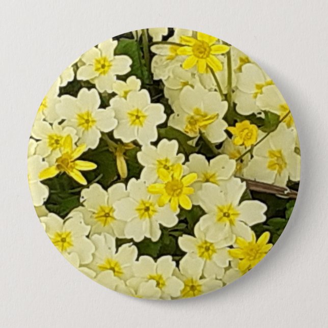 Badge Rond 10 Cm Primroses du printemps (Devant)