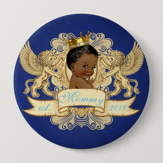 Badge Rond 10 Cm Prince africain Royal Birthday/bouton de baby (Devant)