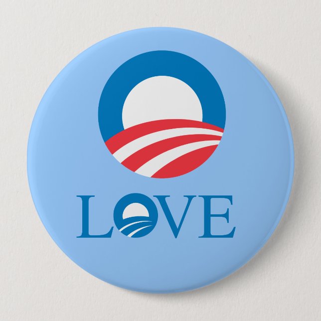 Badge Rond 10 Cm Pro-Obama - AMOUR — (Devant)