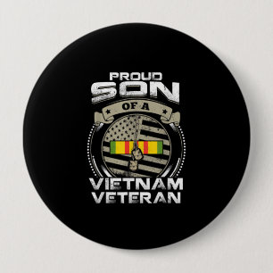 Badge Rond 10 Cm Proud Son of Vietnam Veteran American Flag Fathers