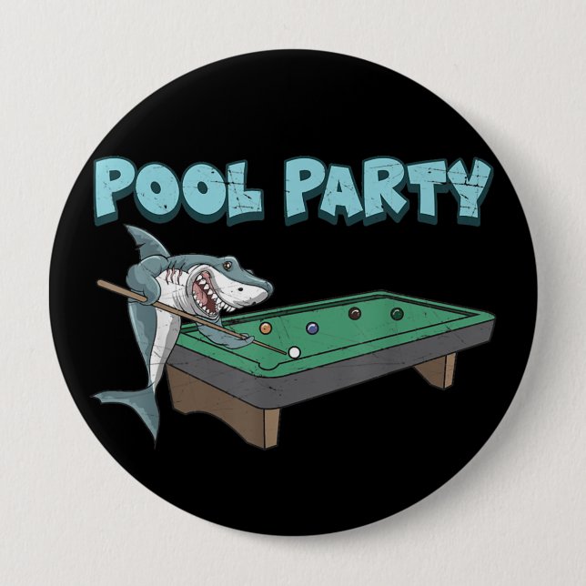 Badge Rond 10 Cm Pun de jeux pour les requins Billard Summer Beach  (Devant)