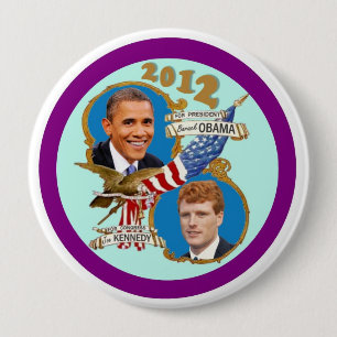Badge Rond 10 Cm Queue 2012 de manteau d'Obama Kennedy