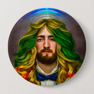 Badge Rond 10 Cm Rainbow Hair Man Of Love Imaginaire surréaliste LG
