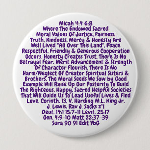 Badge Rond 10 Cm Rappel De Bouton Pour Vivre Nos Valeurs Sacrées 