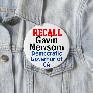 Badge Rond 10 Cm Rappeler Gavin Newsom CA Democrat Gouv.