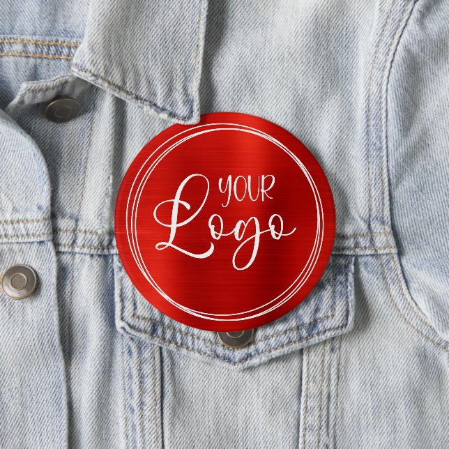 Badge Rond 10 Cm Red Foil Your Business Logo Énorme (En situation)