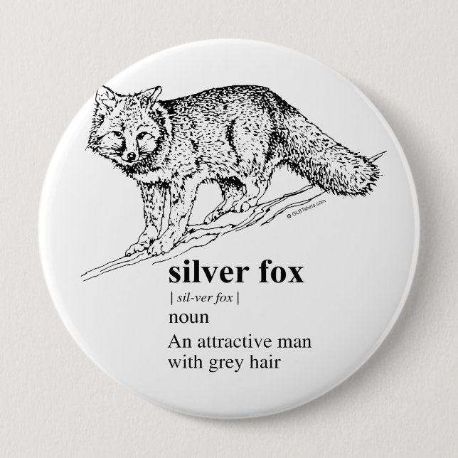 BADGE ROND 10 CM RENARD ARGENTÉ (Devant)