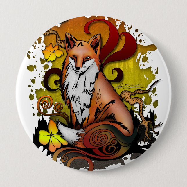 Badge Rond 10 Cm Renard extérieur (Devant)