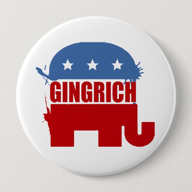 Badge Rond 10 Cm Républicains pour Gingrich (Devant)