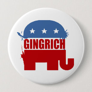 Badge Rond 10 Cm Républicains pour Gingrich