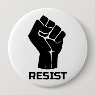 Badge Rond 10 Cm Résister avec le poing - en noir