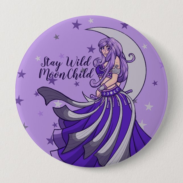 Badge Rond 10 Cm Restez Wild Moon Child Classic (Devant)