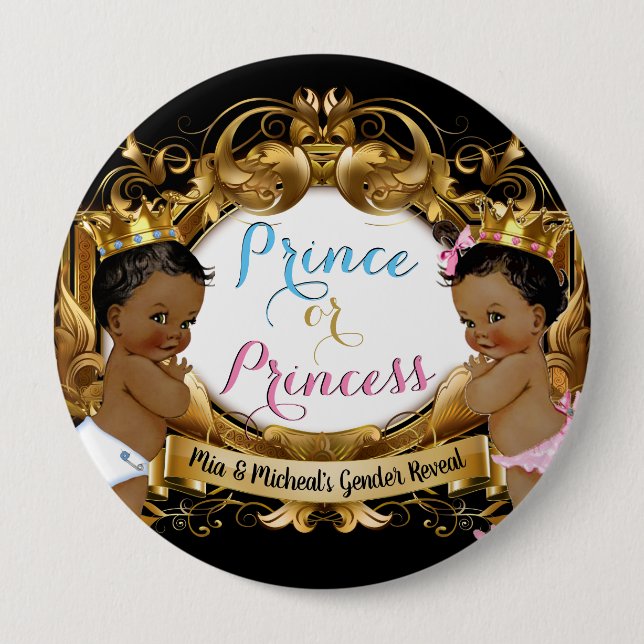 Badge Rond 10 Cm Révélation royale sur le genre du prince ou de la  (Devant)