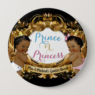 Badge Rond 10 Cm Révélation royale sur le genre du prince ou de la