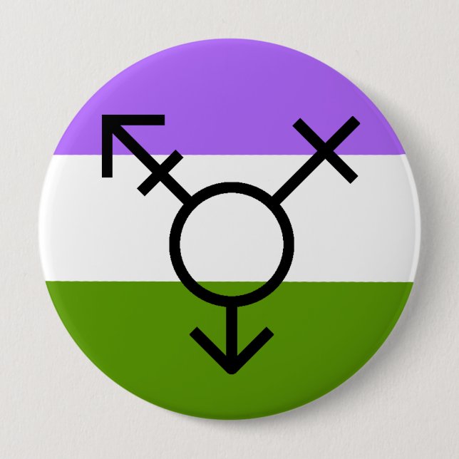 Badge Rond 10 Cm Révolution LGBTQA Genderqueer de genre Non-Binaire (Devant)