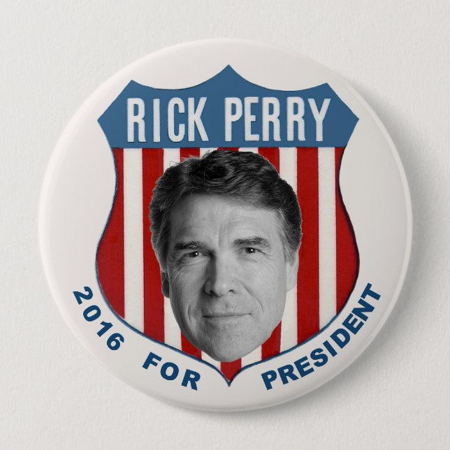 Badge Rond 10 Cm Rick Perry pour le président en 2016 (Devant)