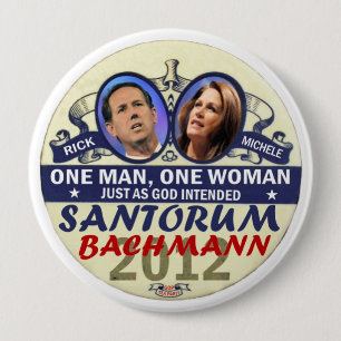 Badge Rond 10 Cm Rick Santorum et Michele Bachmann en 2012