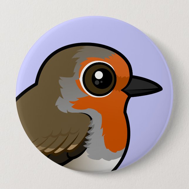 Badge Rond 10 Cm Robin européen (Devant)