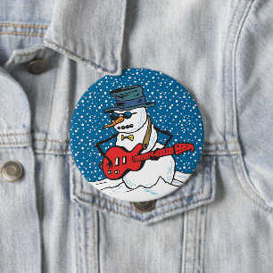 Badge Rond 10 Cm Rocking Snowman