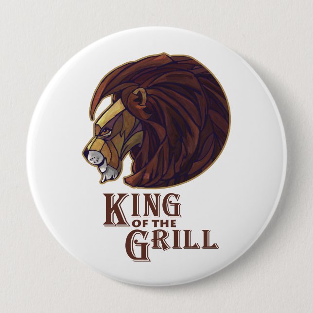 Badge Rond 10 Cm Roi du Grill (Devant)