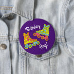 Badge Rond 10 Cm Roller Blades Skates Kids Birthday Party Skating<br><div class="desc">Celebrate your roller blading kid for their birthday with this fun roller blade skating design!  Great for a roller rink birthday party with retro 90's vibes!</div>