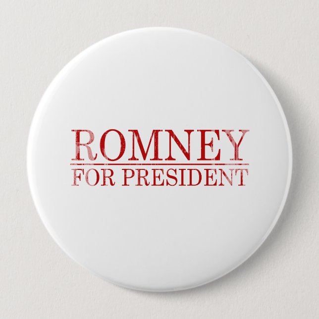 Badge Rond 10 Cm ROMNEY POUR LE PRÉSIDENT (Rouge) (Devant)