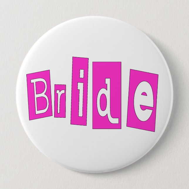 Badge Rond 10 Cm Rose de jeune mariée (Devant)