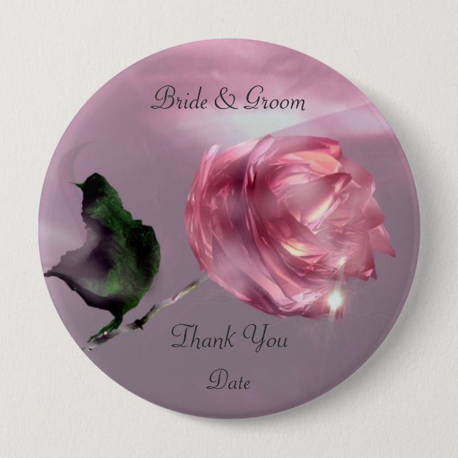 Badge Rond 10 Cm Rose Merci Favoriser le mariage (Devant)