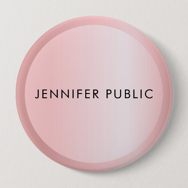 Badge Rond 10 Cm Rose personnalisé Monogramme or Modèle Élégant (Devant)